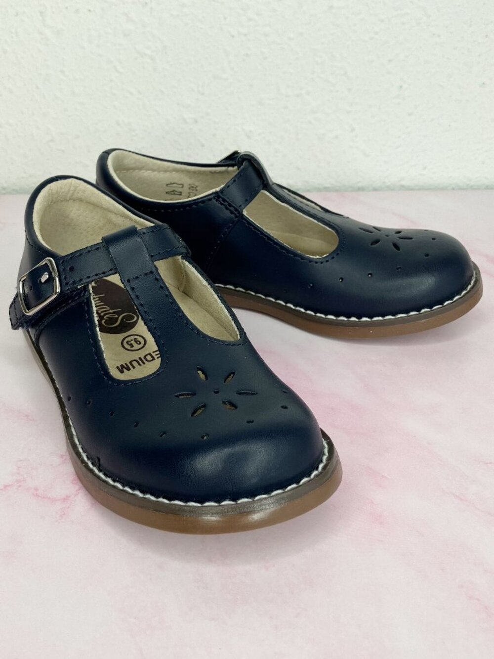 NIB Footmates Sherry T-strap Mary Jane navy leather size 9.5 little kid